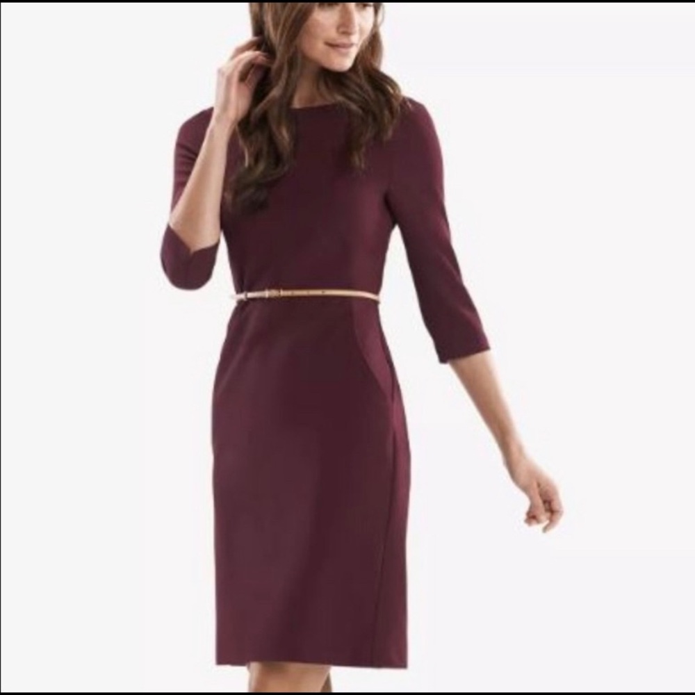 MM Lafleur Etsuko Dress Size 0 Maroon Missing Belt